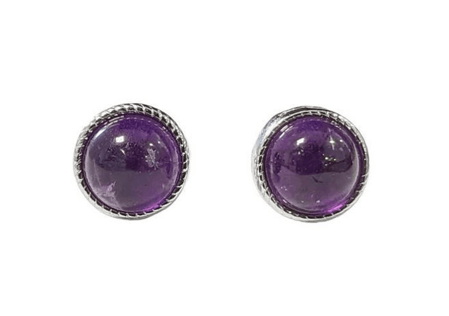 ♡ Boucles d&#039;Oreilles Ovale Améthyste en cuivre blanc ♡