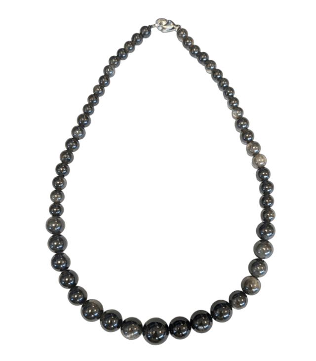♡ Collier Obsidienne Argentée  ♡