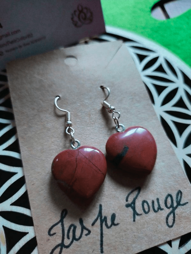 ♡ Boucles Coeur Jaspe rouge ♡ 