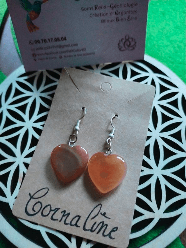 ♡ Boucles Coeur Cornaline ♡ 